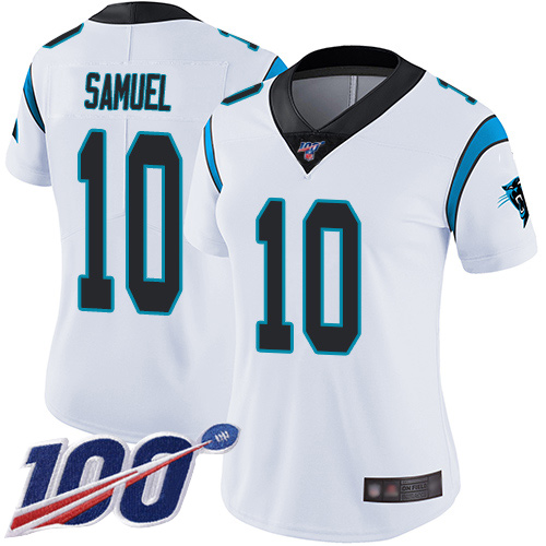 Carolina Panthers Limited White Women Curtis Samuel Road Jersey NFL Football #10 100th Season Vapor Untouchable->women nfl jersey->Women Jersey